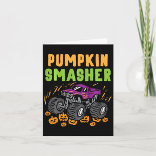 Tarjeta Niños Monstruo Halloween Camión Calabaza Masajista