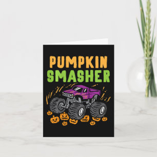 Tarjeta Niños Monstruo Halloween Camión Calabaza Masajista