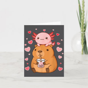 Tarjeta Niños Niñas Té de Burbujas Capiroba Axolote Kawaii