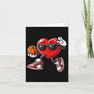Tarjeta Niños Niño Cute Corazón Jugando Baloncesto Valenti