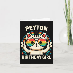 Tarjeta Niños Nombre Peyton Chica de cumpleaños Gato