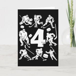 Tarjeta Niños Número 4 Años Hockey sobre Hielo Cumpleaños