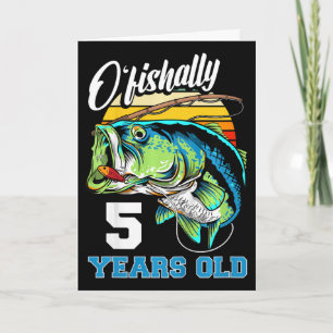 Tarjeta Niños Oficialmente 5 Años Pescador Cumpleaños 5º 