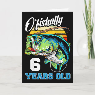 Tarjeta Niños Oficialmente 6 Años Pescador Cumpleaños 6 