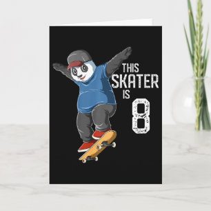 Tarjeta Niños Panda Skater - Este Patinador Tiene 8 Años -