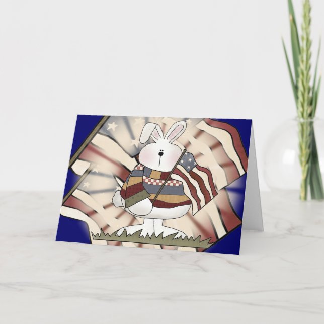 Tarjeta Niños Patrióticos Camisetas y regalos de conejo T (Anverso)