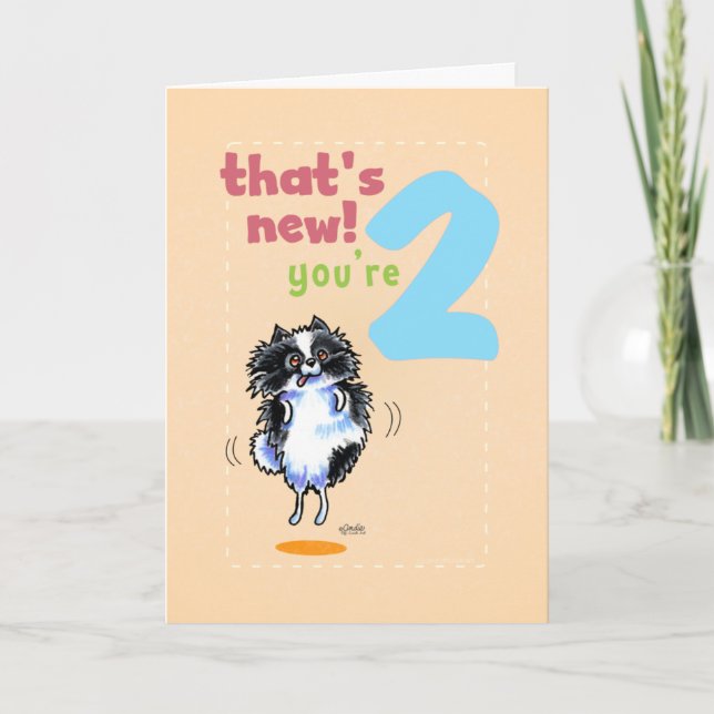 Tarjeta Niños pequeños cumpleaños edad 2 Pomerania (Anverso)