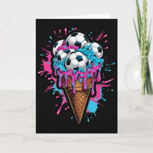 Tarjeta Niños Pequeños Helado Fútbol Arte Acuarela Deporte