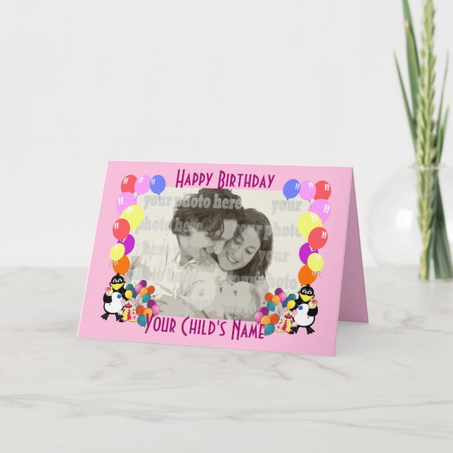 Tarjeta Niños personalizados y globos divertidos (Anverso)