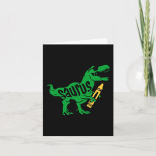 Tarjeta Niños primer día de pre K Saurus Trex Chicas niños
