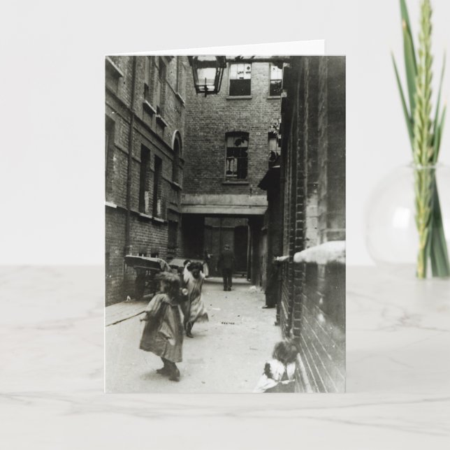 Tarjeta Niños que juegan en los tugurios, 1899 (Anverso)