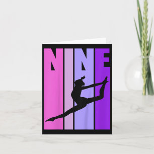 Tarjeta Niños Retro Chicas Gimnasia 9 Noveno Cumpleaños S