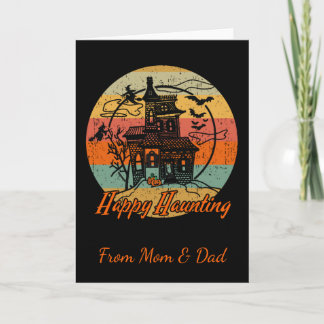 Tarjeta Niños retro Halloween Feliz Haunting Haunting