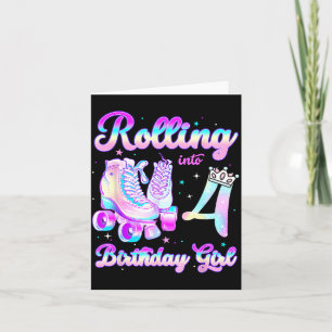 Tarjeta Niños rodando en patines 4 cumpleaños de patinaje 