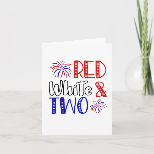 Tarjeta Niños Rojos Blancos Y Dos Cumpleaños 4 De Julio En (Anverso)