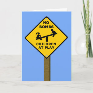Tarjeta Niños sin bombas en Rótulo vial