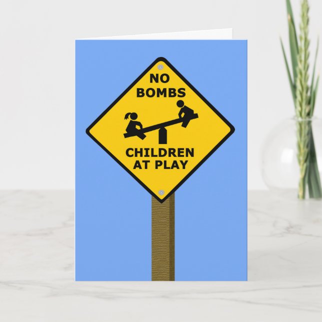 Tarjeta Niños sin bombas en Rótulo vial (Anverso)
