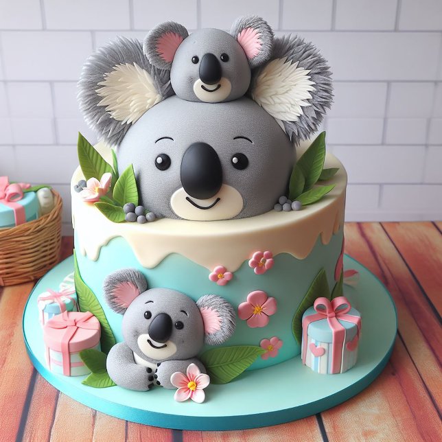 TARJETA NIÑOS TEMÁTICOS DE KOALA DULCE CAKE DE CUMPLEAÑOS (Subido por el creador)