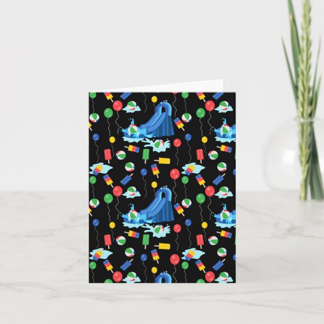 Tarjeta Niños Tobogán de Agua Diversión Verano Niño Niña (Anverso)