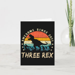 Tarjeta Niños Tres Rex 3er Cumpleaños Tercer Dinosaurio 3 