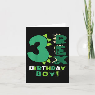 Tarjeta Niños Tres Rex Birthday Boy Dinosaurio de tercer c