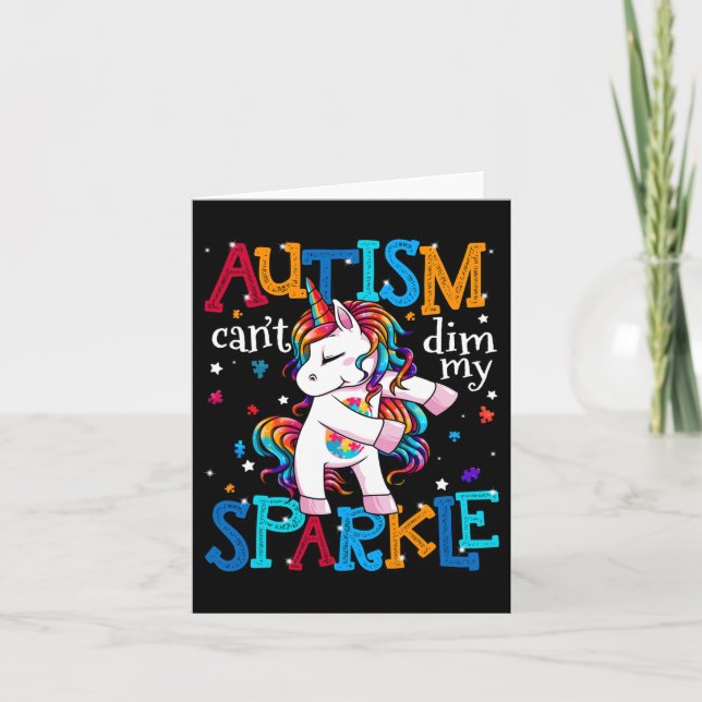Tarjeta Niños Unicornios Para Sensibilizar Al Autismo Chic (Anverso)