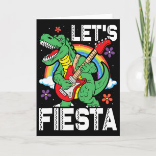 Tarjeta Niños Vamos Fiesta Dino Trex Lindo Niños Pequeños