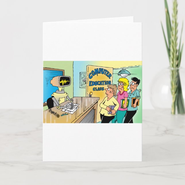 Tarjeta Niños ven a un profesor de robots en clase de comp (Anverso)