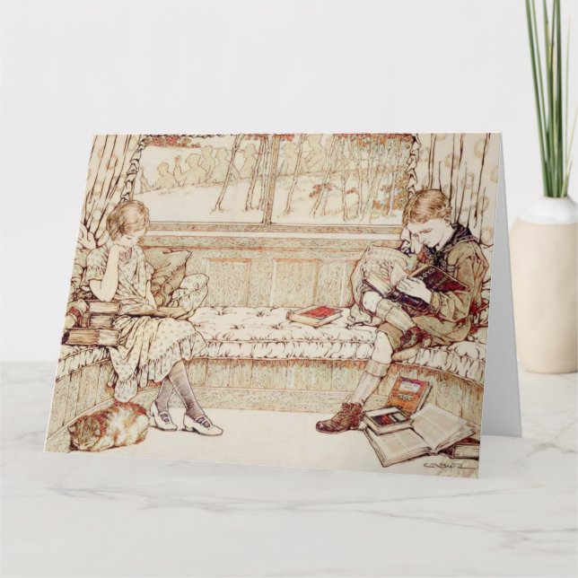 Tarjeta Niños ventilados leyendo (Anverso)