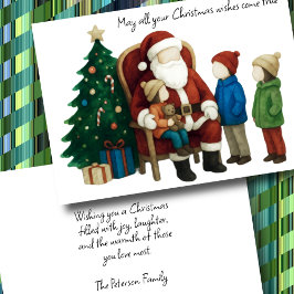 Tarjeta Niños Visitando Santa Antes De Navidades 2