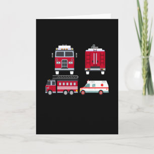 Tarjeta Niños y niñas con camión de bomberos