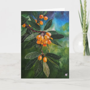 Tarjeta Nísperos en pintura de primavera de abril por Alfr