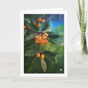 Tarjeta Nísperos en pintura de primavera de abril por Alfr