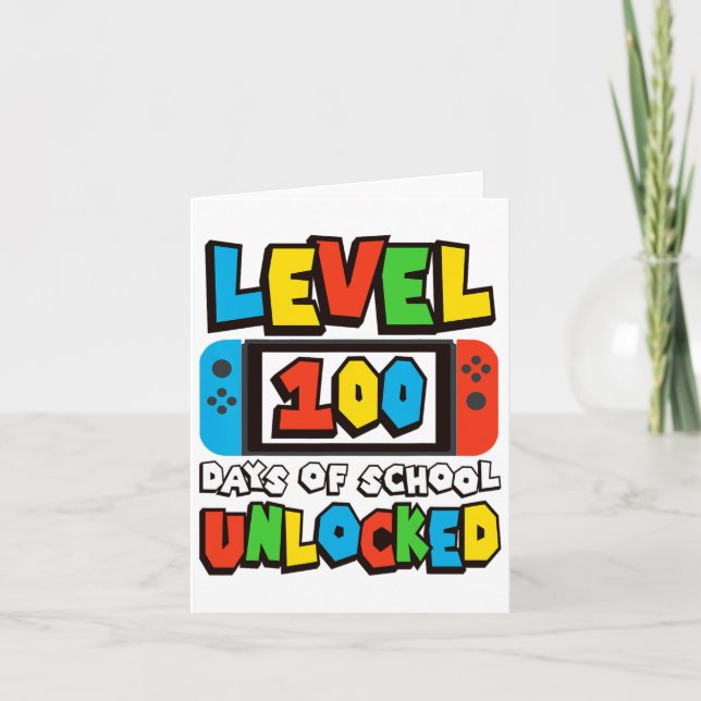 Tarjeta Nivel 100 Días De Escuela Niños De Videojuegos Des (Anverso)