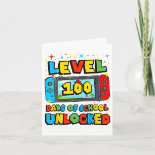 Tarjeta Nivel 100 Días De Escuela Niños De Videojuegos Des