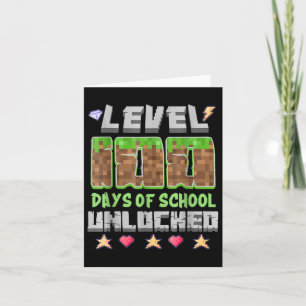 Tarjeta Nivel 100 Días De Escuela Píxel De Juego Desbloque