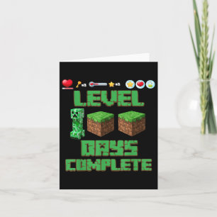 Tarjeta Nivel 100 Días De Escuela Píxel De Juego Desbloque