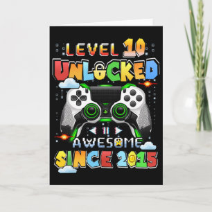 Tarjeta Nivel 10 Video Gamer desbloqueado 10 años de edad