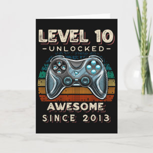 Tarjeta Nivel 10 Videojuego desbloqueado 10 cumpleaños 10 