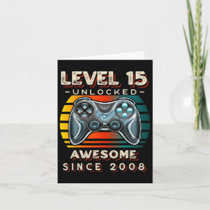 Tarjeta Nivel 15 Videojuego desbloqueado 15º cumpleaños 15