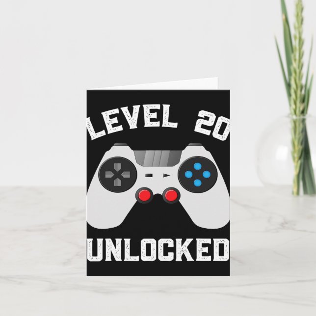 Tarjeta Nivel 20 Desbloqueado Gracioso 20 Aniversario Boda (Anverso)
