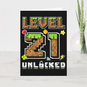 Tarjeta Nivel 21 Desbloqueado Cumpleaños 21 Años Cumpleaño