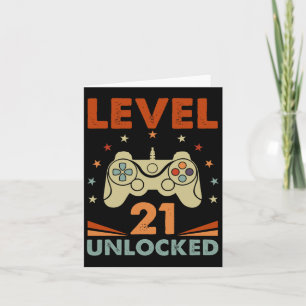 Tarjeta Nivel 21 Video Gamer desbloqueado 21 cumpleaños 21