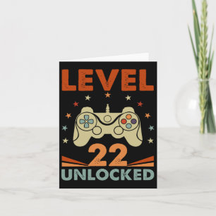 Tarjeta Nivel 22 Video Gamer desbloqueado 22 cumpleaños 22