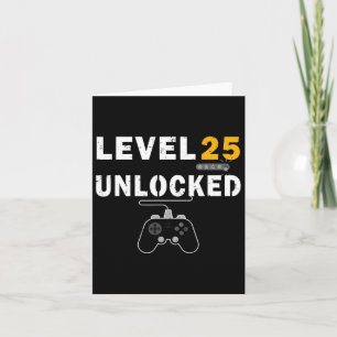 Tarjeta Nivel 25 Video Gamer desbloqueado 25º regalo de cu