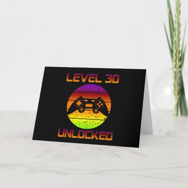 Tarjeta Nivel 30 Desbloqueado 30.º regalo de cumpleaños de (Anverso)
