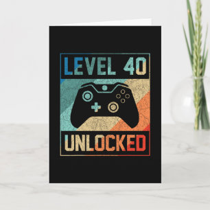 Tarjeta Nivel 40 Desbloqueado 40º Videojugador Cumpleaños