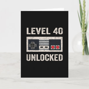 Tarjeta Nivel 40 Desbloqueado Videojugador Regalo Cumpleañ