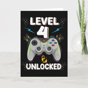 Tarjeta Nivel 4 Desbloqueado Videojuego Cumpleaños 4 Gif p