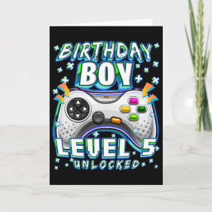 Tarjeta Nivel 5 Desbloqueado Videojuego Cumpleaños 5 Gamer